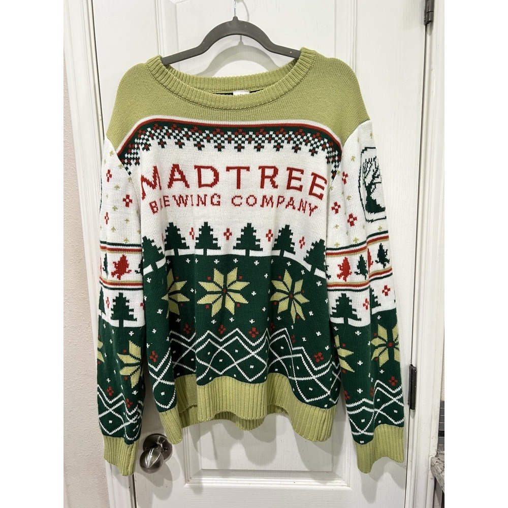 MadTree Brewing Sweater Mens XL Green Long Sleeve Crew Bar Brewery